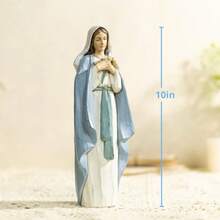 Blessed Virgin Mary Statue With Lily 10-Inch Hand-Painted Resin Figurine Blessed Mother  Statue Religious Gift For Home Decor Religious Décor Spiritual Gift - Multicolor - View 3