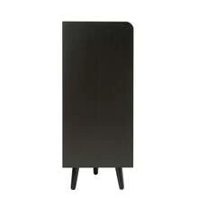 Modern Shoe Bench With Wood Grain, Storage Cabinet, Four Storage Doors, Asymmetric Metal Handles, - 黑胡桃木 - 查看 6
