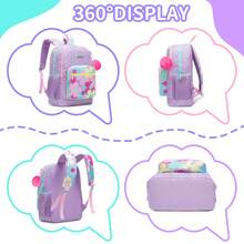 Set de 3 piezas de mochila para niñas, mochila escolar con estampado lindo de estrellas & lunares con bolso cruzado y estuche para lápices, mochila escolar ligera para niñas, vuelta al colegio - Conjunto de mochilas escolares para niñas - Ver 11