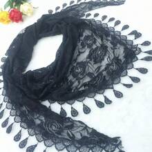 1pc New 2026 Lace Bandana Triangle Scarf Korean Style Etsy Hollow Silk Scarf Triangle Scarf For Women - Multicolor - View 4