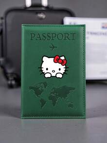 SANRIO 1 Buah Tempat Paspor Hello Kitty, Sampul Pengorganisasi Dokumen Perjalanan dengan Motif Dunia dan Slot Kartu untuk Wanita, Liburan, Perjalanan Bisnis & Wisata - MultiWarna - View 5