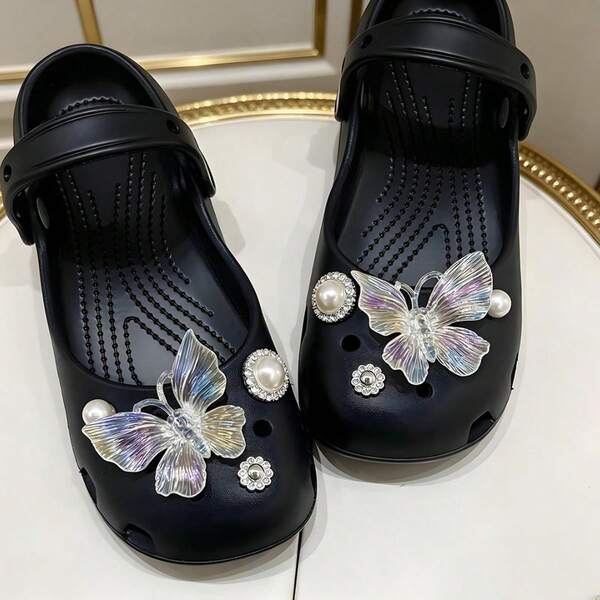 Ballet Translucent Hollow Flower Charms – Resin Shoe Buckles For Sandals DIY Accessories