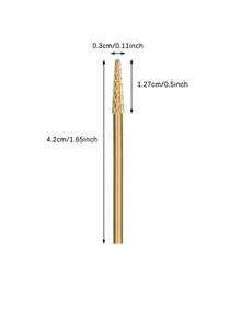 1pc Tungsten Steel Nail Drill Bit, Tapered Cone Tip, Suitable For Half-Well Tip Leveling And Gel Nail Polish Removal, Universal 2.35mm - Gold - View 8