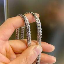 1件/50cm/20英吋 極簡風 925純銀細鏈項鍊，光滑純色圓鏈，可疊戴簡約日常珠寶，中性情侶配件 - 銀色 - 查看 4