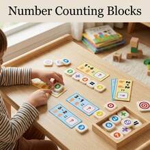 1 Set de Bloques de Conteo Numérico y Tarjetas de Matemáticas, Juego Educativo de Lógica de Suma & Resta, Juguete de Aritmética de Aprendizaje Temprano para Niños - Multicolor - Ver 5
