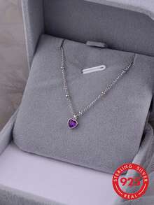 1pc S925 Sterling Silver Mini Heart Pendant Necklace, Korean Sweet Cute INS Style, Personalized Exquisite Niche Minimalist Fresh Design, Elegant Elegant Fashion Versatile Clavicle Chain, Suitable For Friendship And Family Commemorative Gift - Love - View 8