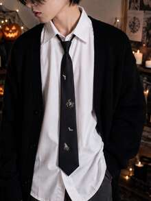 1pc Men's Halloween Spider Skeleton Hand Zipper Tie, Party Costume Accessory - Multicolor - View 7
