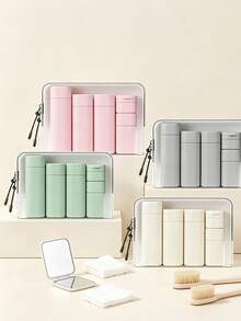 6pcs Travel Set, Includes Shampoo, Body Wash, Lotion, Cream Bottle, Empty Cosmetic Containers, Portable Storage Set - Multicolor - View 5