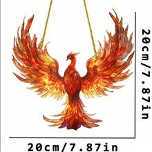1pc Gilded Red Flame Spreading Wings Phoenix Acrylic Window Hanging, Sunlight Translucent Balcony Bedroom Wall Hanging Decorative Pendant - D - View 5