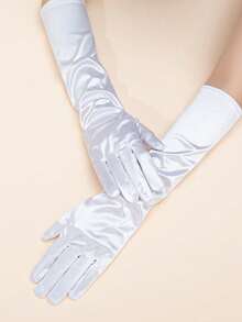 1 Pair Solid Color Minimalist Mid-Length Party Gloves - White-102 - View 6