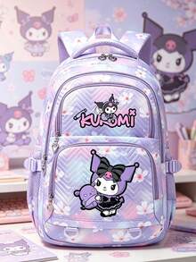 SANRIO 1件 Kuromi 印花女款時尚後背包，紫色大容量尼龍材質，可調節肩帶，適合返校、旅行與日常使用 - 彩色 - 查看 5