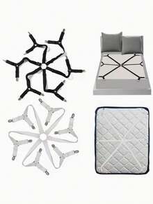1Pc/2Pcs Adjustable Elastic Bed Sheet Holder With 12 Non-Slip Metal Clips, Sheet Straps Durable Mattress Clip Fasteners For Secure Bedding, Mattress, Blankets, Fitted Sheet And Covers Easy-To-Use Straps For Tight Spaces, Bedding Accessories - Multicolor - View 13