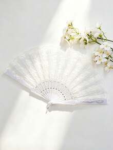 1pc Vintage French Lace Tassel Folding Hand Fan, Fashionable And Portable, Suitable For Summer Dance - Multicolor - View 10