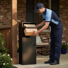 [Free Shipping] Package Delivery Bin 10.5" X 15.5" X 41.3" For Home Business Porch, Lockable Storage Compartment Heavy Duty Metal Construction Freestanding Floor Mount Express Mail Receiver Black Finish-XY248358 - Multicolor - View 2