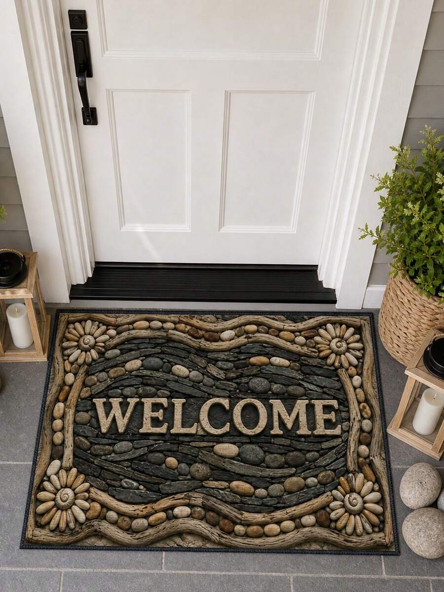 1pc Outdoor Anti-Slip Patterned Floor Mat, Indoor Carpet, Bathroom Mat, Kitchen Mat, Decorative Rug, Multi-Functional Hallway Mat, Soft & Comfortable, Easy To Clean, Suitable For Indoor/Outdoor Entryway, Bedroom, Home Decor