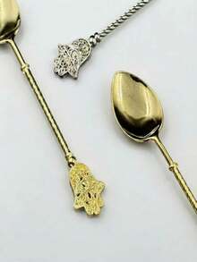 2pcs/6pcs/8pcs Vintage Coffee Spoon Ice Cream Spoon Jam Spoon Palm Dessert Cake Small Spoon - Multicolor - View 4