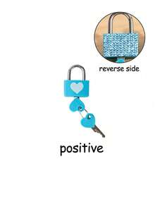 Mini Shiny Crystal Key Padlock - Metal Mini Lock With 2 Keys, Heart Pattern Metal Lock, No Assembly Required, Luggage Lock, Locker Lock, Small Luggage Padlock, Suitcase Lock, Metal Key Padlock, Suitable For Luggage, Gym Locker, Pencil Case, Backpack, Suitcase And Storage Cabinet, School Gym Classroom Matching Game Travel Backpack, Back To School, Travel Accessories, School Gym Locker, Sports Locker, Fence, Toolbox, Suitable For Graduation, Teacher's Day Gift - A - View 12