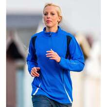 Spiro Ladies/Womens Sports Gym Running Trial Performance Training Top - Royal/Navy/White - View 2