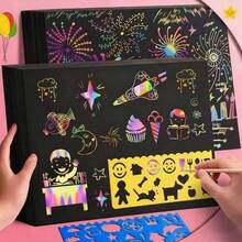 20/10 Sheets Extra Large A4 Magic Scratch Art Paper, With Bamboo Pen And Template, Suitable For Painting, Craftsman's Delight, Rainbow Art Scratch Paper Set, Perfect Birthday Party Or Holiday Gift, Excellent Gift - Multicolor - View 2
