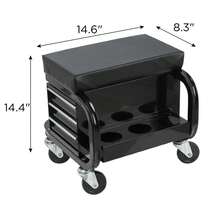 Littleox Rolling Creeper Garage Seat With 3 Drawers, 350 Lbs Capacity Mechanic Stool With Storage For Shop Garage, Black - Default - View 7