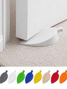 One-Piece Wedge Door Stopper For Home And Office; Non-Slip And Quiet Bottom; Portable Door Stopper With Wind-Proofing And Fixing Function; Available In Multiple Colors To Suit Different Needs - Leaf - View 5