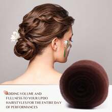Almohadilla de esponja tipo donut para volumen explosivo del cabello, herramienta de volumen y clip para el cabello, marrón claro, negro, beige, marrón oscuro - Ver 2