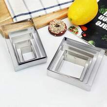 Cake Ring Set, 5PCS Square Stainless Steel, Smooth Edge Easy Clean, Pancake Biscuit Molds, Cake Decorating - Silver - View 14