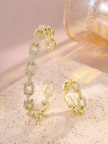 rakol 2pcs Elegant Cubic Zirconia Decorated Chain Bracelet And Ring Set - Silver - View 10