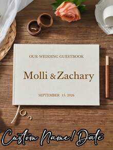 Custom Linen Wedding Guest Book, Personalized Linen Hardcover Photo Album, Photo Guest Book, Wedding Keepsake & Anniversary Commemorative Album - Multicolor - View 2