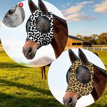 2pcs Leopard Print Horse Face Mask, M/L Size Optional, Comfortable Horse Face Mask With Ears, UV Protection And Sun Protection, Soft And Lightweight, Breathable, Mosquito And Fly Proof - Decorative - View 19