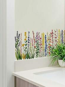 Watercolor Wildflower Baseboard Wall Stickers, PVC Waterproof Removable Self-Adhesive Paper, Tulip And Lavender Floral Long Strip Stickers, Countryside Ins-Style Kitchen And Bathroom Corner Cover-Up, Spring Rental Home And Airbnb DIY Soft Decoration - Wall Stickers - View 8