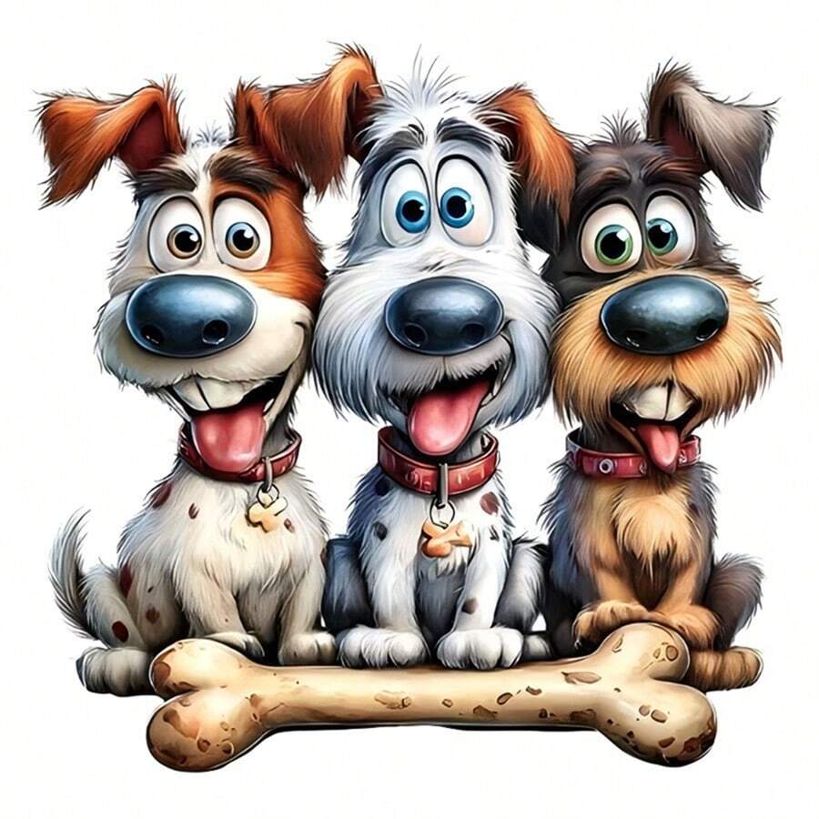 1PC | 5D DIY Diamond Painting | Puppy And Bone Pattern Diamond Painting Kit, Round Full Drill Mosaic Craft Set, High Definition Art Diamond Painting, Focus And Relax Through DIY, Suitable For Living Room, Bedroom, Office Wall Decoration, Surprise Holiday Home Decor Gift For Family And Friends, Unframed - round diamond - View 1
