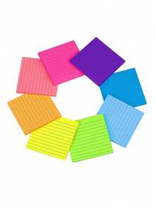 Colorful Lined Sticky Notes, Multi-Color Square Sticky Notes, Reusable Fluorescent Memo Pads, Lined Message Pads, 45 Sheets Per Color, Fluorescent 76X76MM Lined Sticky Notes, 8-Color Lined Reusable Sticky Notes, Creative Fluorescent Lined Sticky Notes, Office Stationery Sticky Notes, Reusable Lined Memo Paper - one-size - View 7