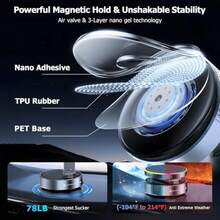 1pc 15W Magnetic Wireless Car Charger Mount, 720° Rotating Foldable Phone Holder With RGB Light, Telescopic Dual-Axis Adjustable Arm, Vacuum Suction Cup Dashboard Installation, Compatible With IPhone MagSafe And Android Phones - 無線充手機支架 - 查看 3