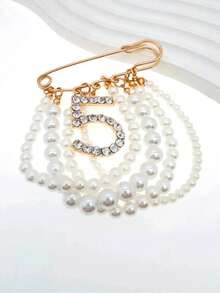 1pc 5-Strand Beaded Brooch, Fashion Pendant Pin, Can Decorate Tops, Pants, Shoes Or Bags, Street Style Accessory, Suitable As Friend Gift - 5-character - View 3