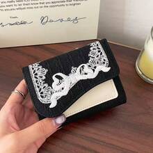 Lace Short Folded Wallet With Multiple Card Slots,Wallet For Women Elegant - Multicolor - View 4