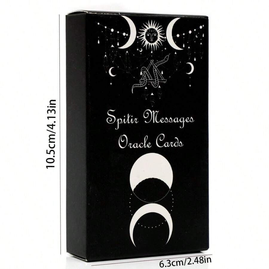 1pc Mysterious Tarot Card Oracle Game For Divination, Party And Gathering - Spirit Messages Oracle - Black - View 1
