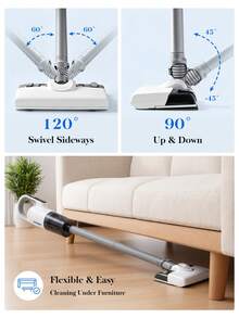 HYUNDAI Multifunctional Handheld Vacuum Cleaner, Powerful Wet & Dry Suction, Suitable For Home Cleaning, Pet Hair And Other Vacuuming, Adjustable Gear, Applicable For Home, Dorm And More, Rechargeable Portable Detachable Vacuum Cleaner - White - View 5