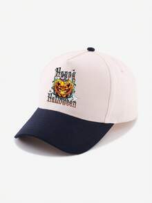 1PC Two Tone Vintage Halloween Pumpkin Graphic Baseball Cap, Unisex Adjustable Gothic Dad Hat, Adult Men Women Fall Halloween Party Costume Accessory - Halloween Baseball Cap - View 10