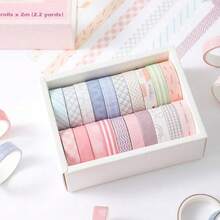 20 Rolls Macaron Washi Tape Set, Rainbow Color Masking Tape Set, 10mm (0.4 Inch) Wide, Colorful Decorative Tape For School Supplies, DIY Arts & Crafts, Scrapbooking, Journaling, Notebooks, Planners And Stationery - Rainbow Decorative Washi Tape - View 2