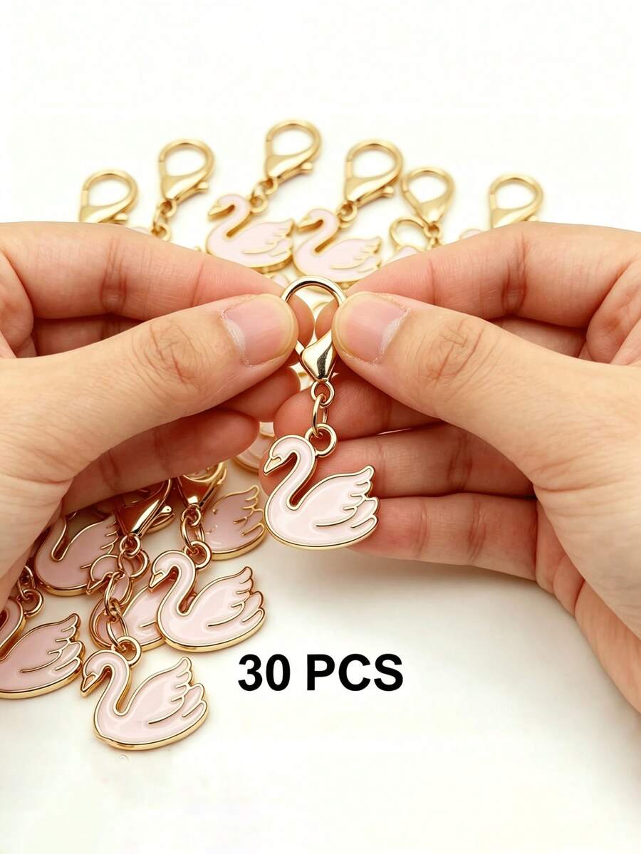 Swan Theme Keychain, Bag Charm And Key Ring, Perfect As Back To School Gift, Birthday Gift And Holiday Decoration. Bag Charm Packaging - Multicolor - View 1