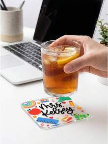 Posavasos cuadrados de acrílico personalizables, impresos con patrones de papelería escolar, adecuados para escritorios de oficina y hogar, ideales para el Día del Maestro, la temporada de regreso a clases, el cumpleaños del maestro y para expresar gratitud - Multicolor - Ver 7