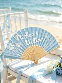 1 pieza Abanico de boda personalizado con foto y logotipo de nombre, abanico clásico DIY, personalización decorativa de alta calidad, personalizado, de moda, personalización exquisita, personalizado - Multicolor - Ver 7