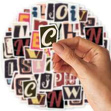 1 Set (52pcs) Aesthetic Vintage English Letter Square Stickers - Perfect For DIY Scrapbooking, Notebook Stickers, Luggage, Guitar & Diary | Creative Stationery & Holiday Gift Ideas - Random - View 2