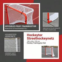 Hockey Goal Street Hockey Net, 183 X 64 X 122 Cm Hockey Training Goal Set, Official Professional Indoor/Outdoor Hockey Goal Made Of Steel Tubes With Net, White/Red, Training-XY17122 - Multicolor - View 5