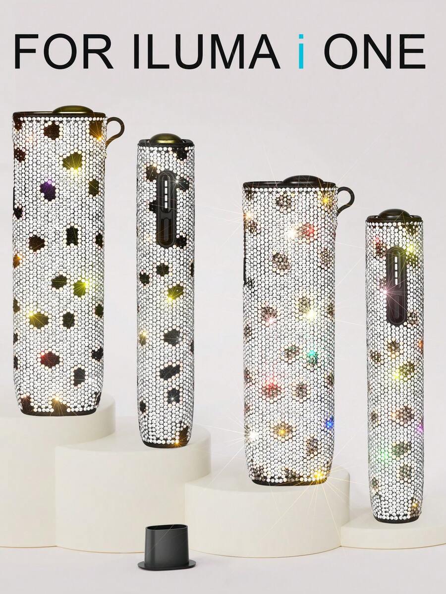 BLBLBL 1SET (1 Protective Case + 1 Replacement Tool) New Luxury 360° A-Grade Rhinestone Artificial Sparkling Anti-Slip Anti-Drop Electronic Cigarette Protective Cover With Large Hanging Hole For IQOS ILUMA I ONE, Also Compatible With ILUMA ONE, Suitable For Daily Use - Diamond Version - View 1