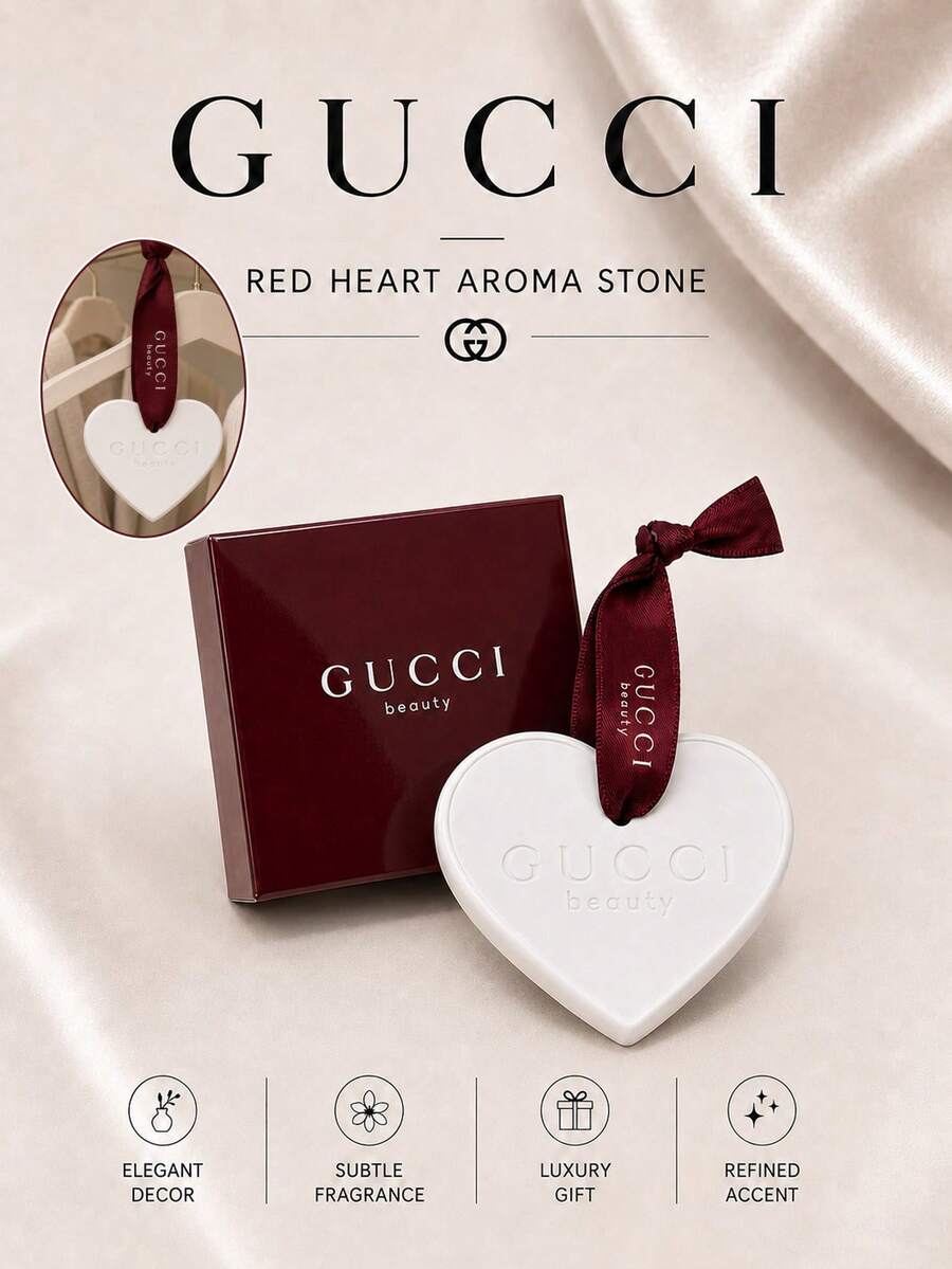 Gucci 古馳愛心擴香石6×5cm，酒紅緞帶，柔和散香，衣櫥家居裝飾伴手禮優選
