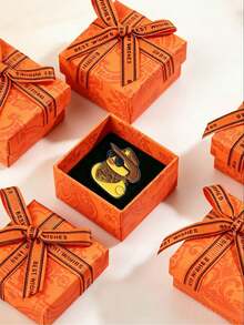 1 pieza Broche de esmalte de pato vaquero occidental con caja de regalo naranja, alfiler de pato de estilo americano genial para decoración de ropa y mochila - Multicolor - Ver 7