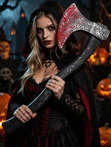 1pc Plastic Viking Axe Costume Prop, Fake Axe Adult Halloween Party Cosplay Costume Weapon Accessory - A - View 4
