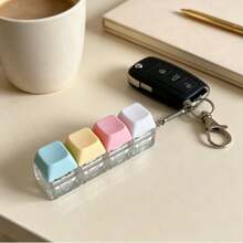 Mini Clickable Keyboard Fidget Keychain, Pastel Keycaps Stress Relief Sensory Toy, Novelty Gift For Teens And Adults - Multicolor - View 4
